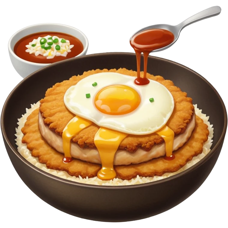 katsudon in a bowl with sauce on top emoji