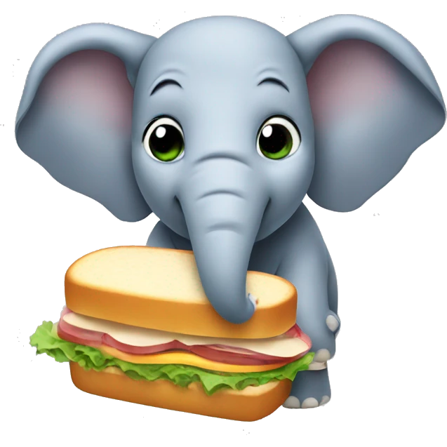 An elephant eating a sandwich emoji