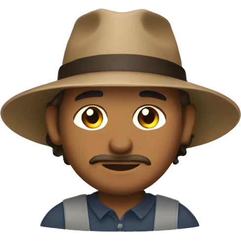 Amish man with brown straw hat doing construction emoji