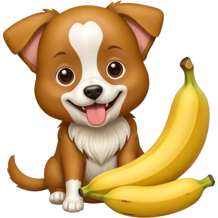 A dog eating a banana emoji