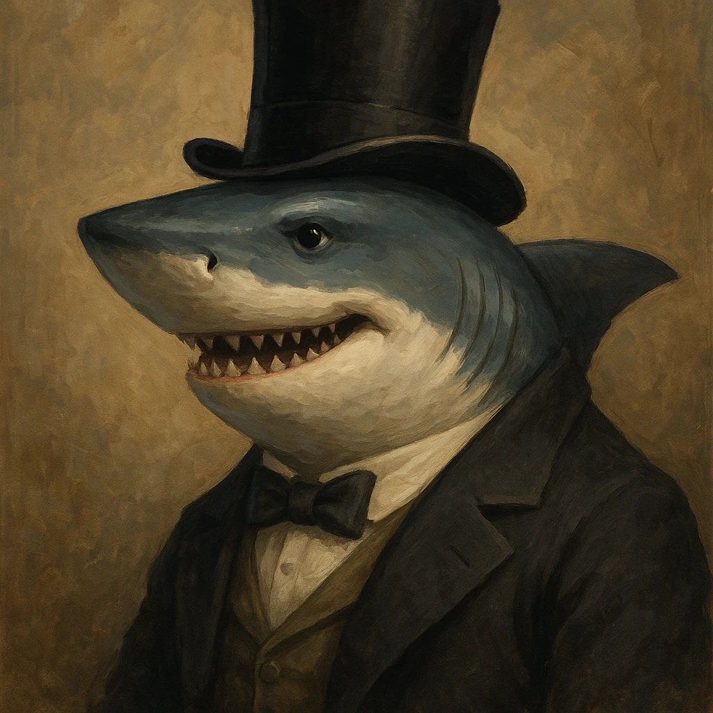 shark in a top hat, style 3 emoji
