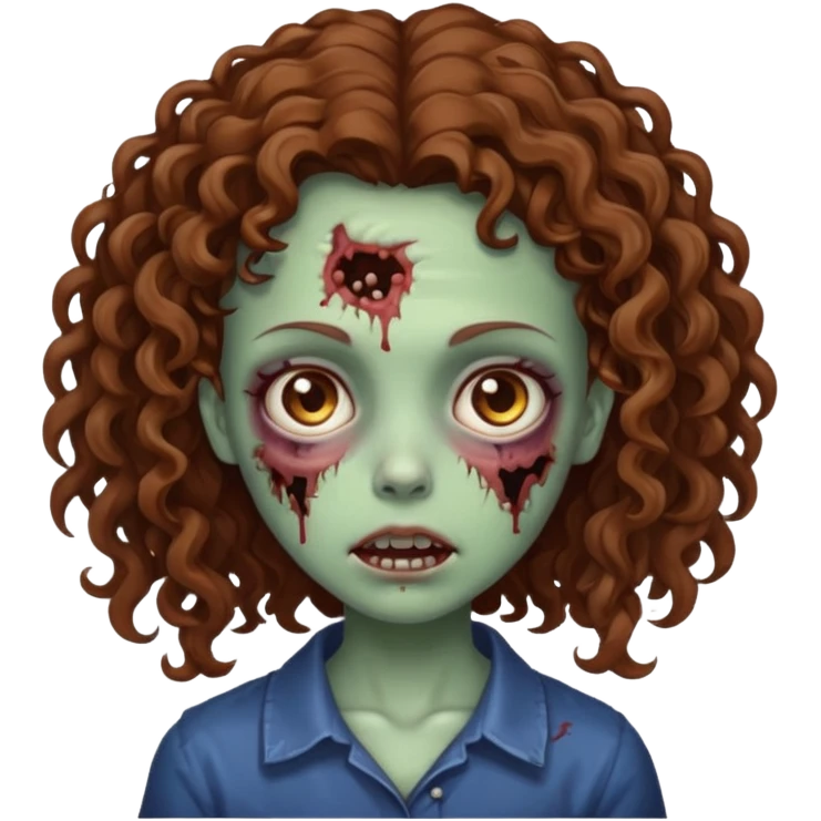 Zombie girl with Brown curly hair emoji