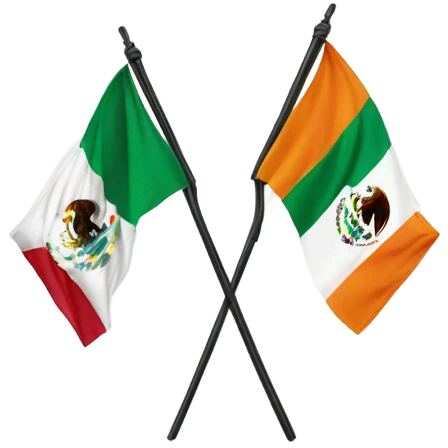 Mexican flag on pole crossed with irish flag on pole emoji