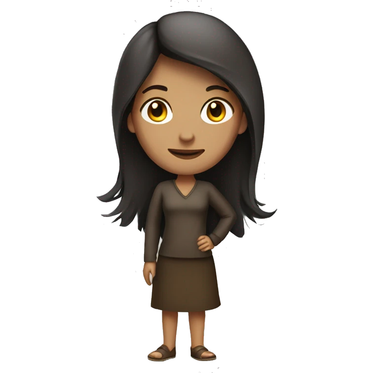 Tab woman, dark long brown hair, full body emoji