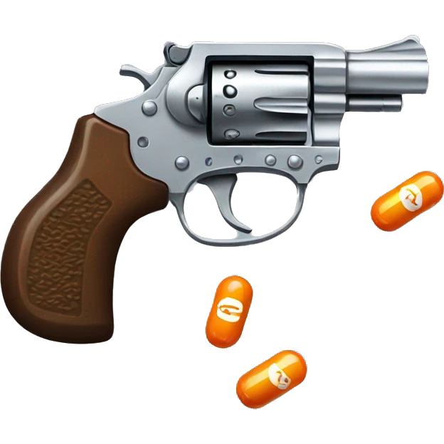 Revolver made of pills emoji