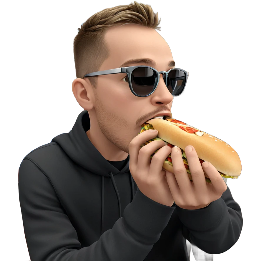 boy enjoying food in style emoji