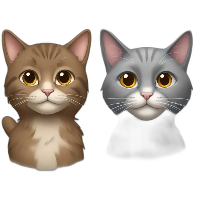 two cats, one big full brown long hair and one small gray short hair emoji