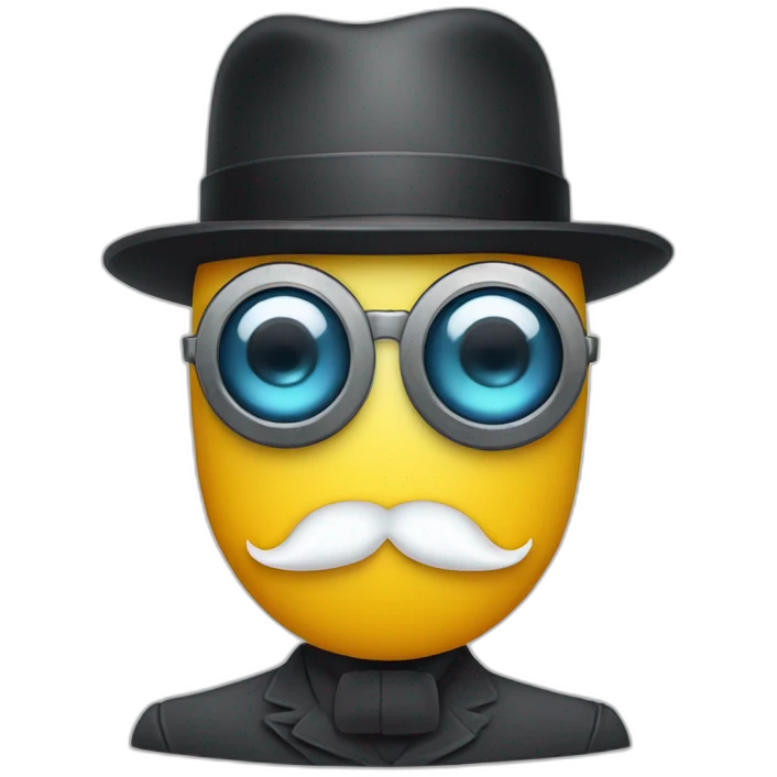 robot with one eye a mustache a bowler hatses emoji