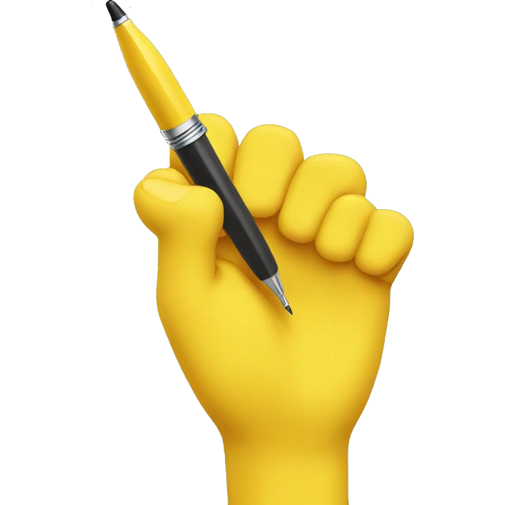 yellow hand offering a pen emoji