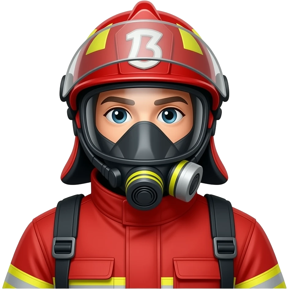 red Firefighter with mouth Mask emoji