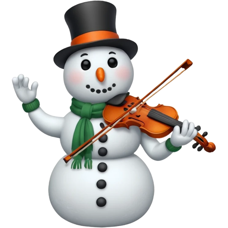 Snowman with Musical Instrument violin emoji