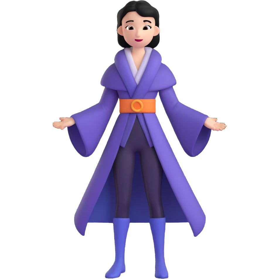 whimsical character with elegant simple outfit and mysterious aura emoji