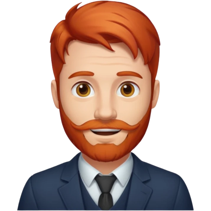 emoji of a 30-year-old man, mature appearance, gentleman features, red hair, beard, cheerful expression emoji