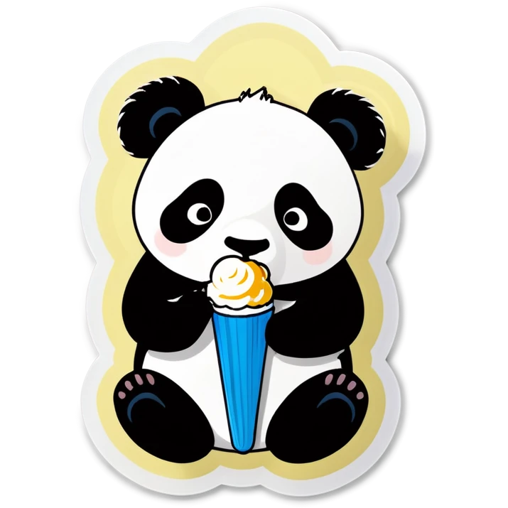 Panda eating ice cream emoji