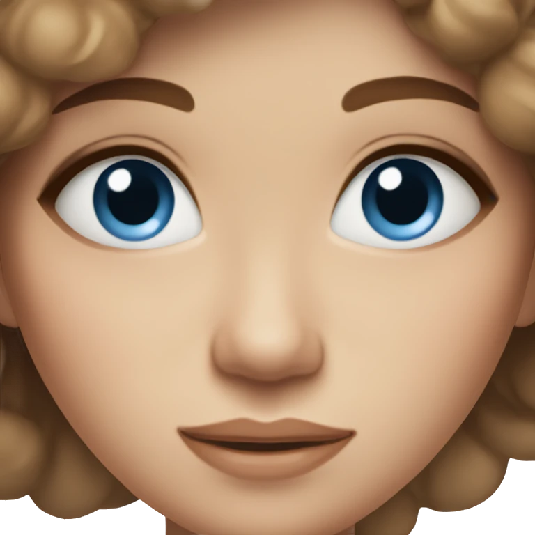 with girl with blue eyes and brown hair with a beautiful and calming face and clean makeup emoji