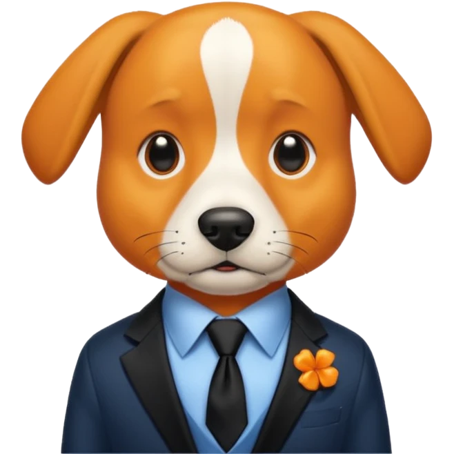 orange dog with black tie,blue shirt emoji