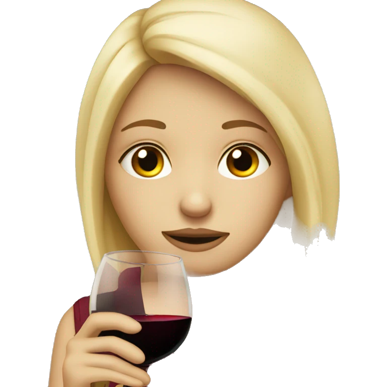 sad blonde girl drinking red wine emoji