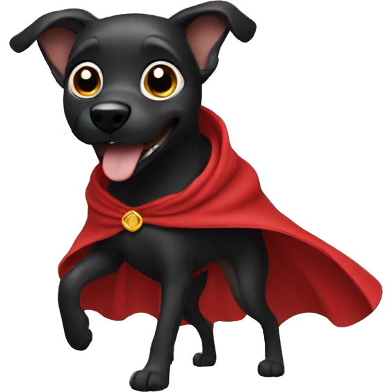 black dog with cape dancing emoji