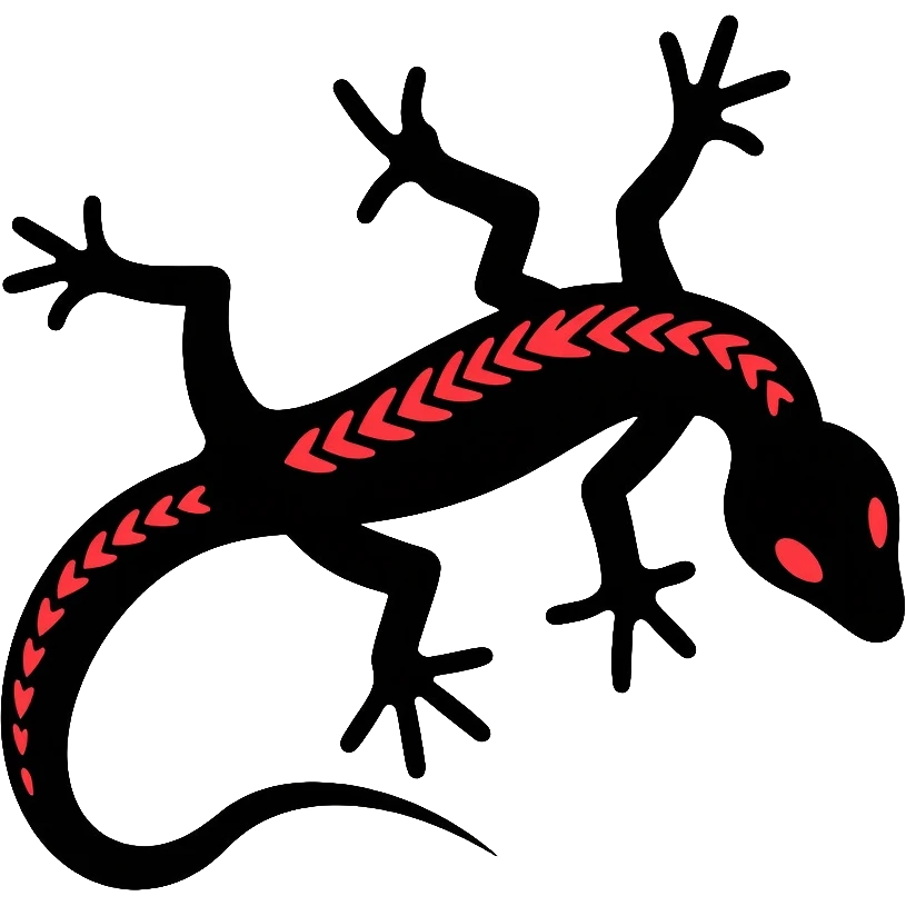 salamander black with fiery red flashes on the scales emoji