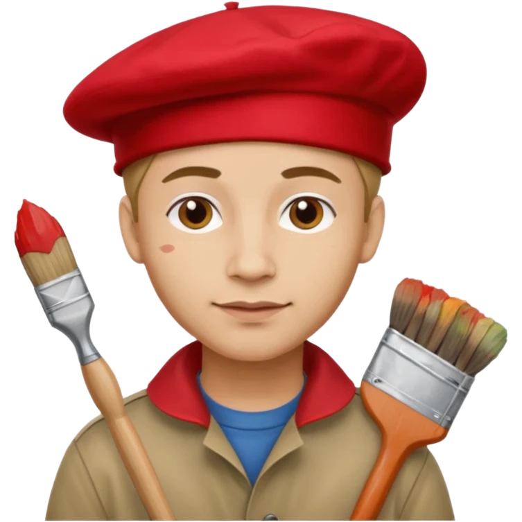 man artist with red beret and painter emoji