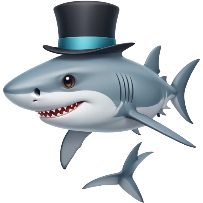 Shark with a top hat emoji