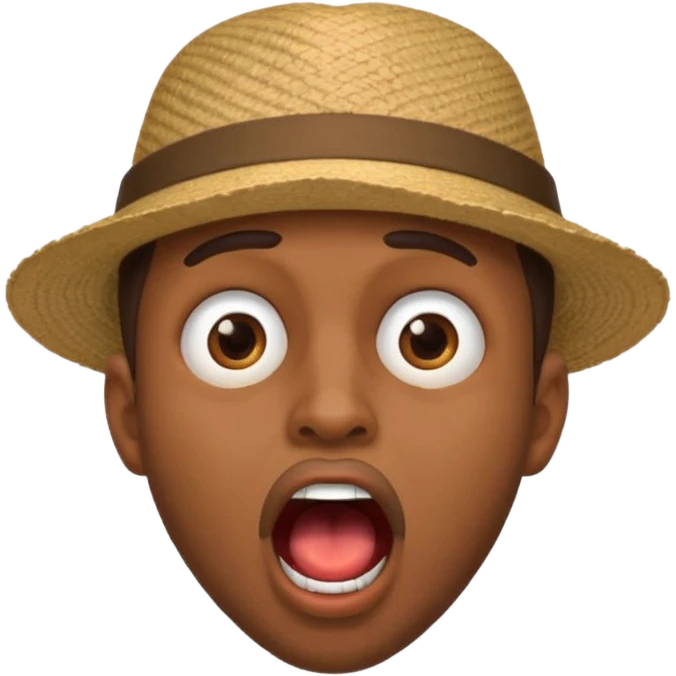 homme créole réunionnais  étonné  bouche ouverte avec chapeau emoji