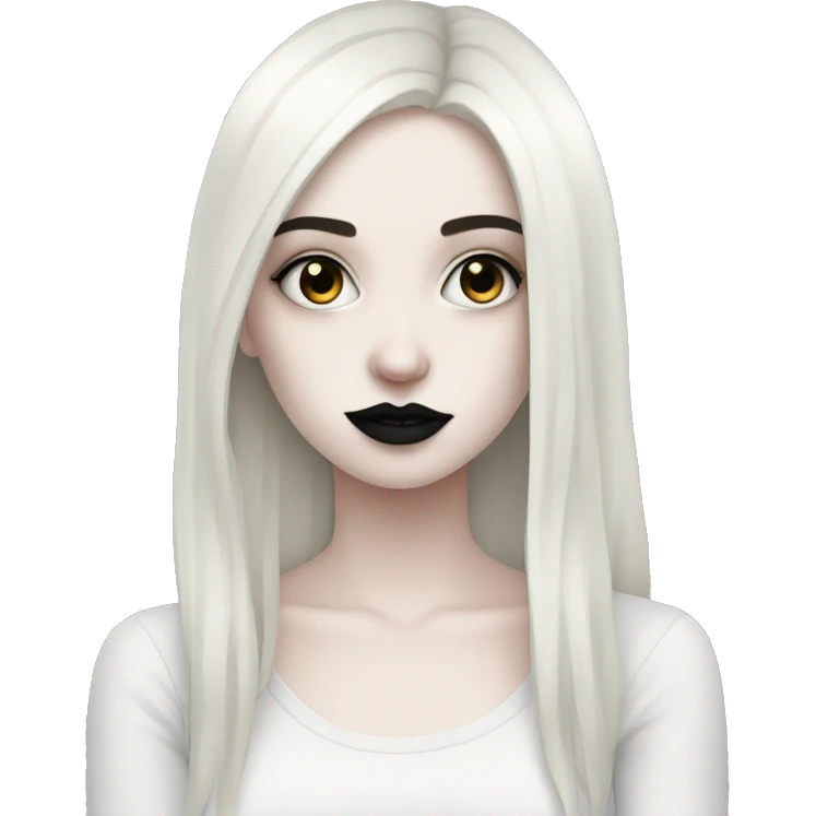 pale skin goth girl black hair emoji