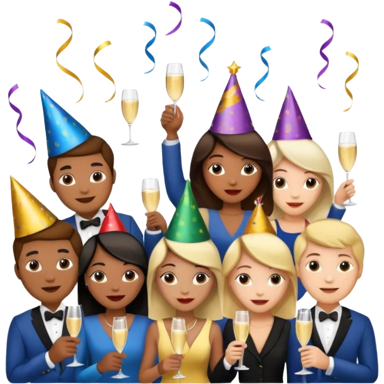 Women and men with a champagne cup new year emoji