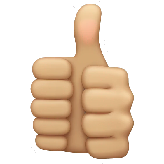 Thumbs up but missing half the thumb emoji