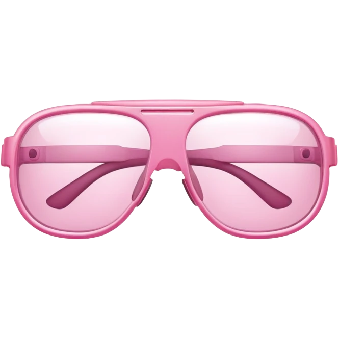 pink laboratory safety glasses, wraparound design with pink-tinted lenses, scientific eyewear emoji
