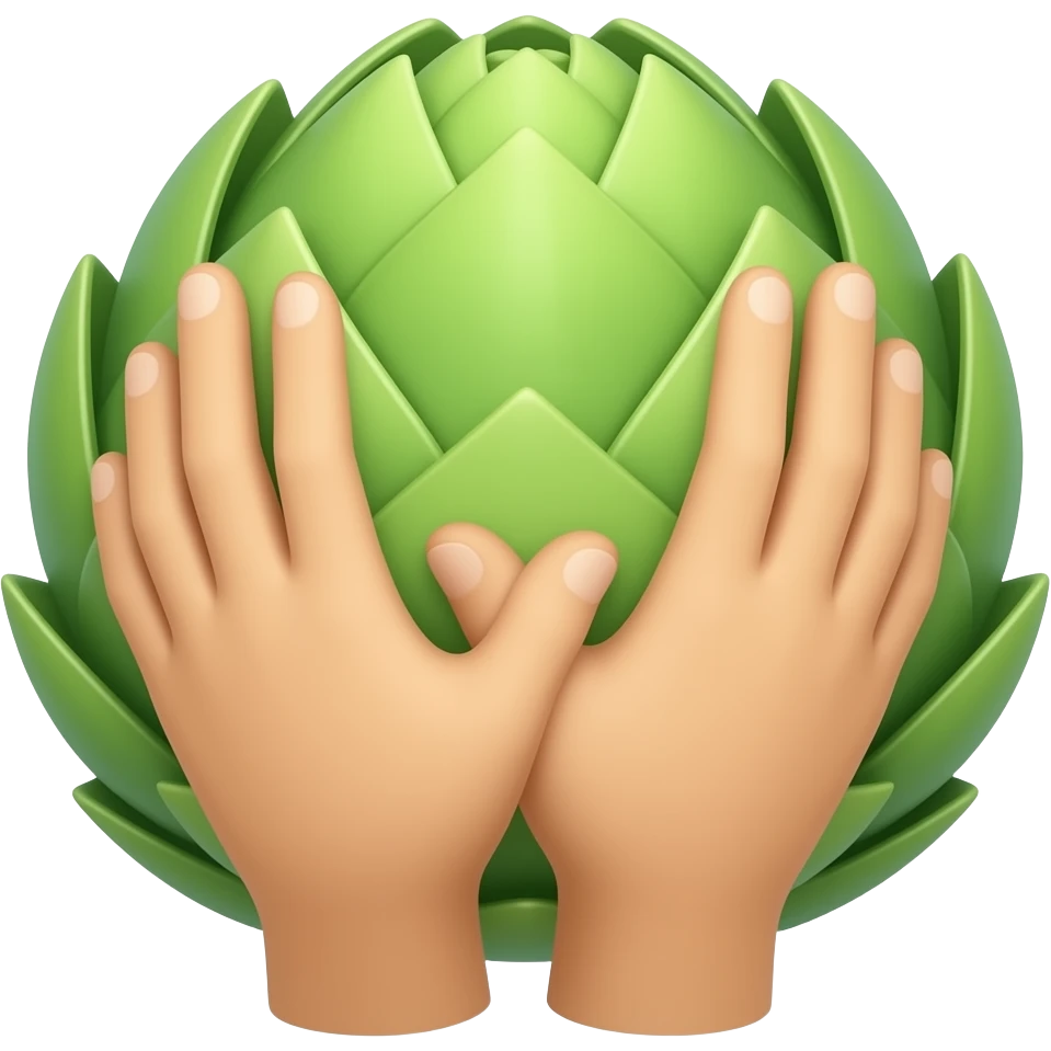 interlocking hands with fingers spread to resemble artichoke leaves emoji