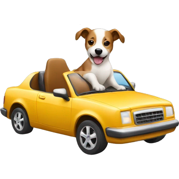 Dog riding a car emoji