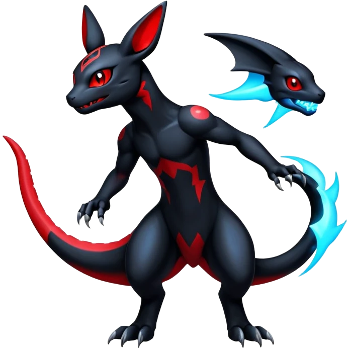 Guilmon-Salandit-Umbreon-Fakémon-hybrid-creature (full body)  emoji