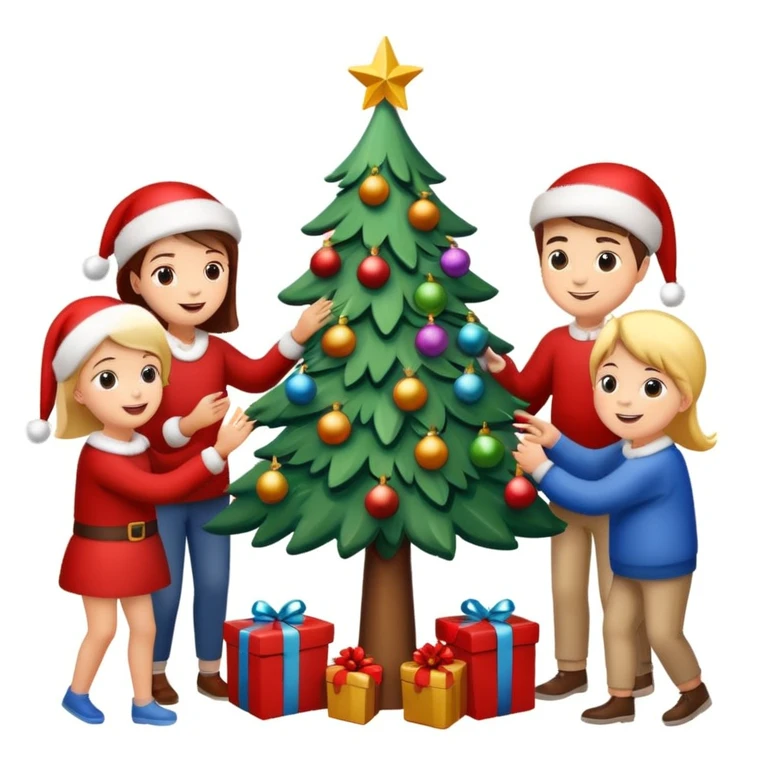 people decorating a Christmas tree emoji
