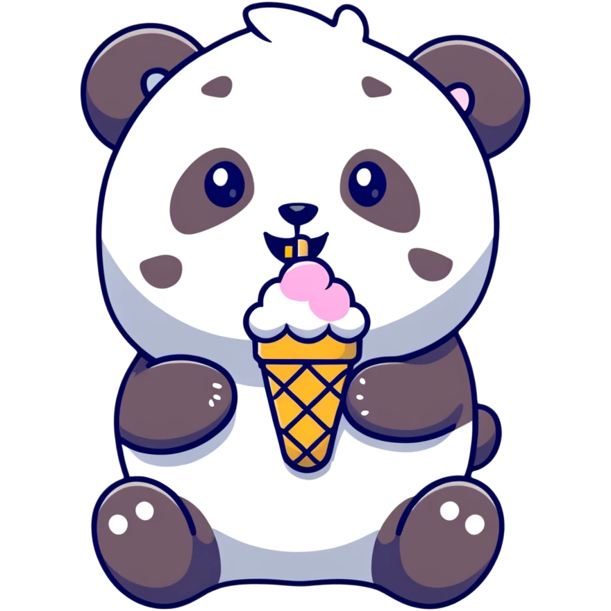 Panda eating ice cream emoji