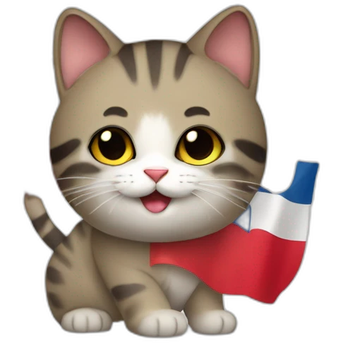 Czechia, Czech flag, cat, emoji