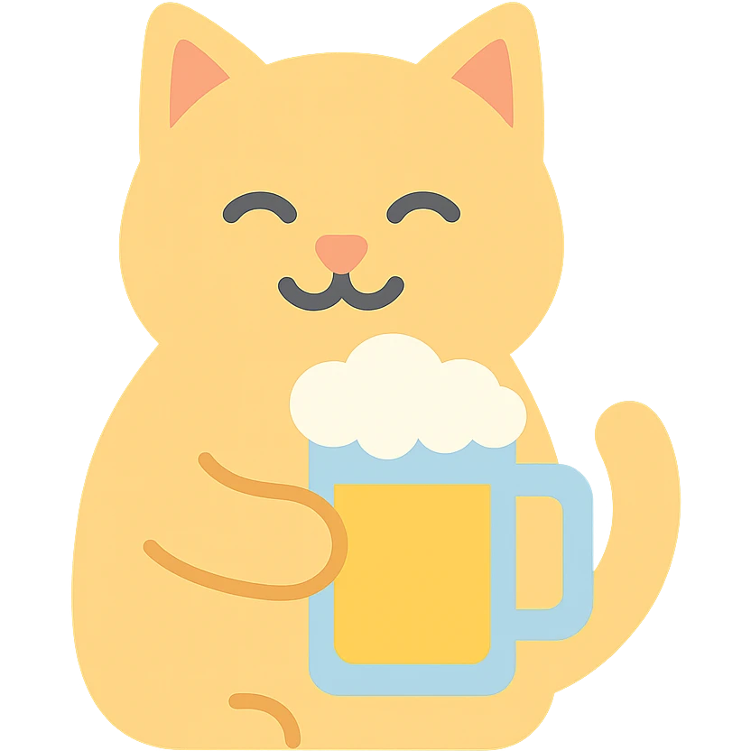 cat holding a beer emoji