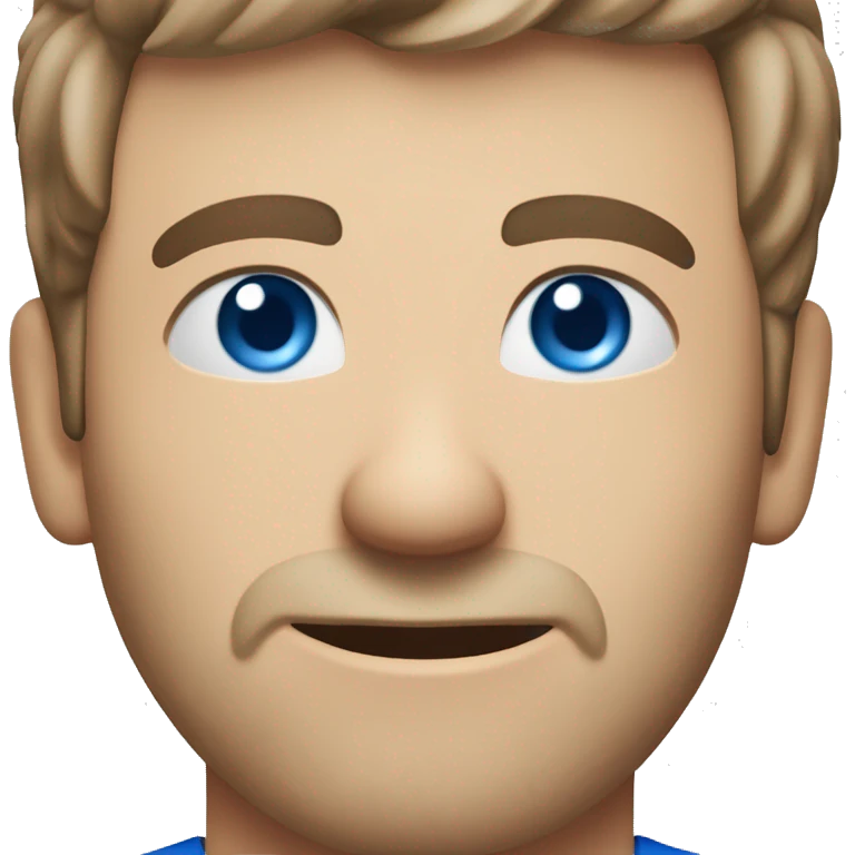 A head and shoulders shot of a 33 year old Caucasian man, with short brown hair, with none facial hair,   with blue eyes wearing a t-shirt. emoji