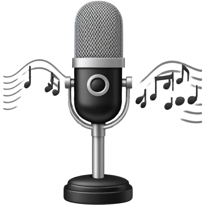 microphone on a stand with sound waves emoji