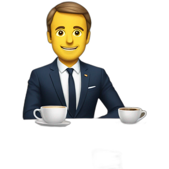 Macron avec in café emoji