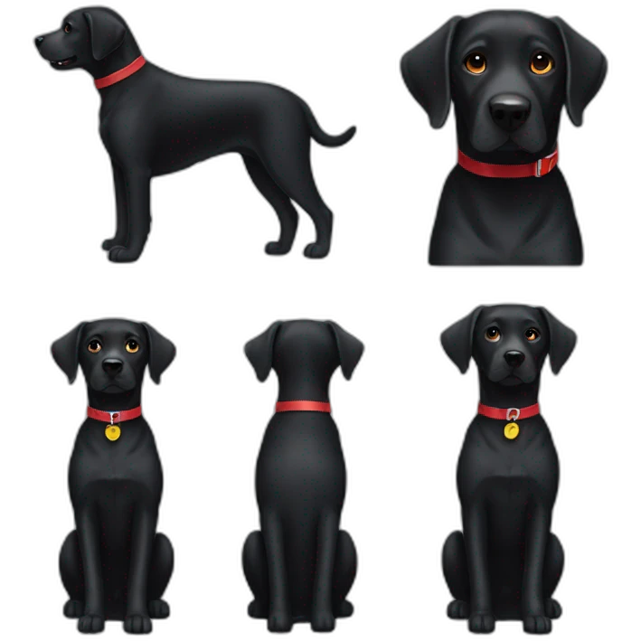 A black dog labrador with a red collar emoji