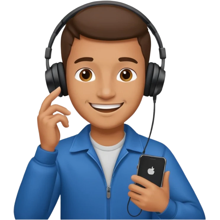 guy listening to music with earphone and phone in hand emoji