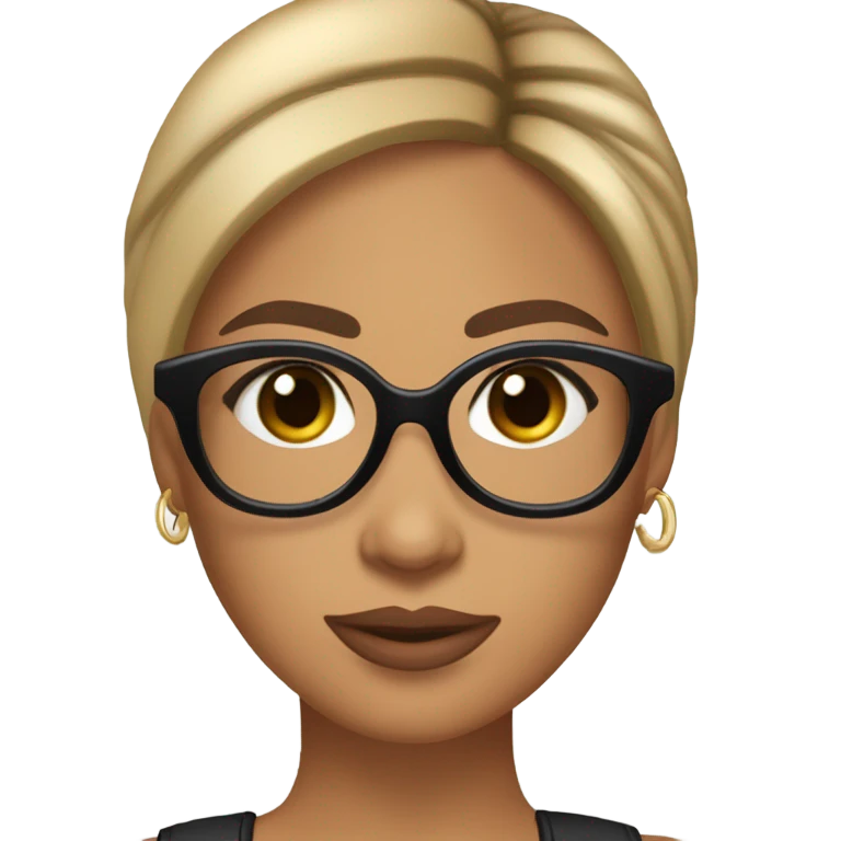 Anitta Emoji Description: Oval face, tanned skin, almond eyes, arched brows, full lips, long dark hair (straight/wavy), often with hoop earrings. Confident look, sometimes with sunglasses or a microphone. emoji