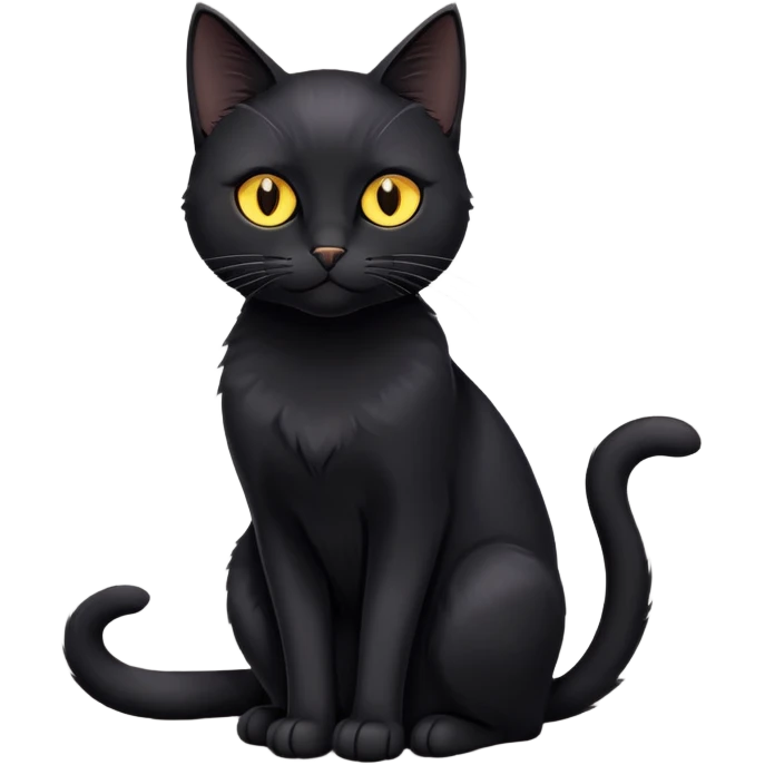 black cat with yellow eyes emoji