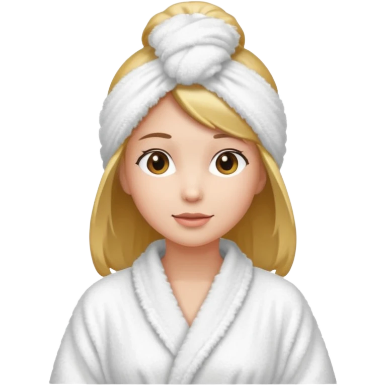 Women wearing shower robe an their hair with towel on head emoji