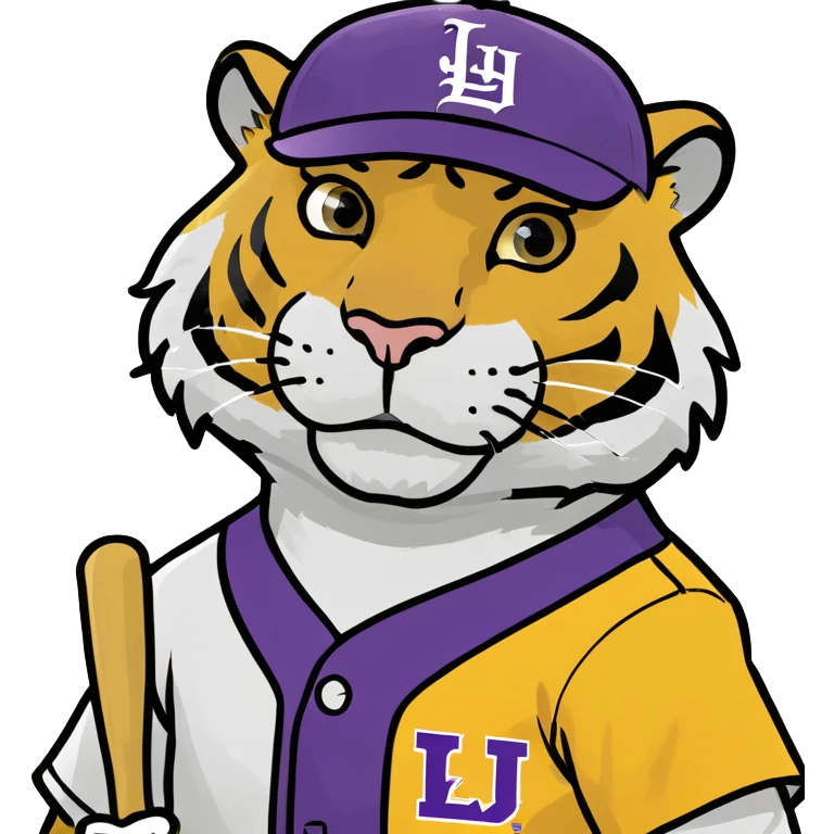 Tiger wearing LSU baseball uniform  emoji