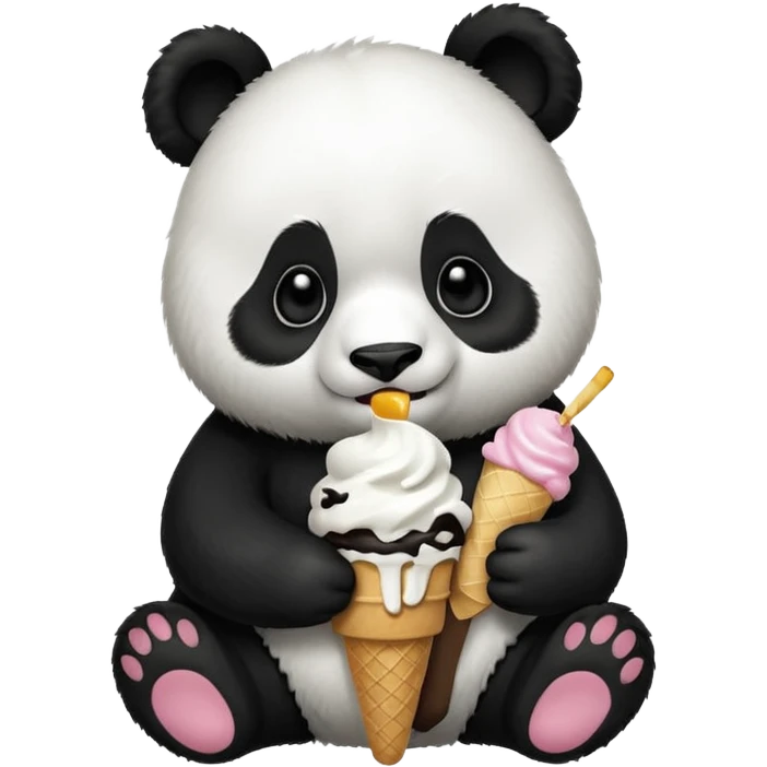 Panda eating ice cream emoji