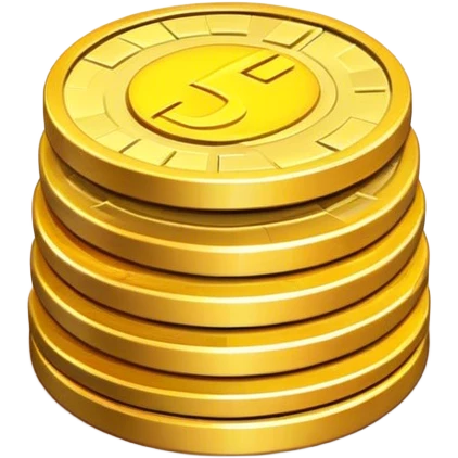 Clash of Clans aesthetic: Cinematic Playful Pixel 3D Coin Stack Portrait Emoji, rendered in a 3D vector-style similar to standard emojis with minimal shading and bold, simplified shapes. A compact, distinct form with signature details, softly glowing with a pixelated adventure charm. Simplified yet unmistakably iconic, highly detailed and consistent, glowing with a soft radiance and high shine. Stylized with a touch of classic pixel-art charm and a soft glowing outline, capturing the essence of a beloved gaming relic with a friendly, playful manner! emoji