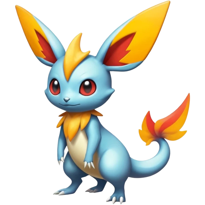 Colorful Shiny Exotic Victini-Salandit-Minccino-Emolga-Fakémon-hybrid-creature (full body)  emoji