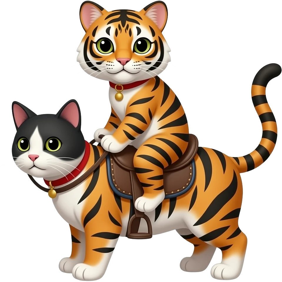 un tigre montado en un gato emoji